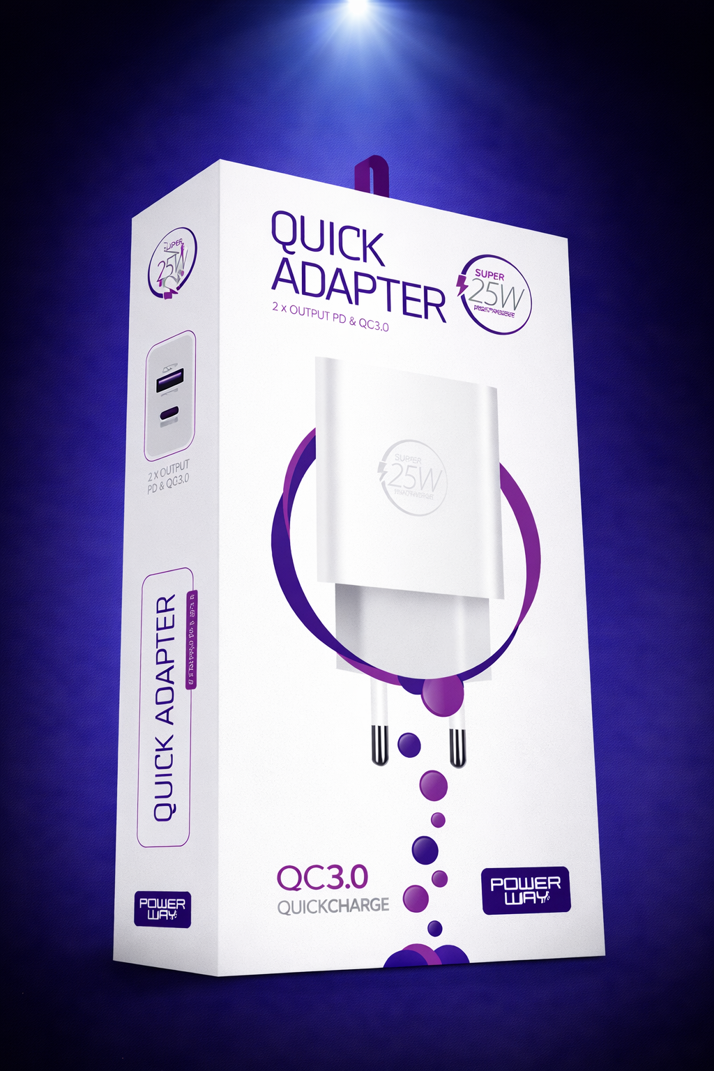 Powerway HW25 PD 25W USB QC 3.0 Çift Girişli Hızlı Şarj Adaptörü