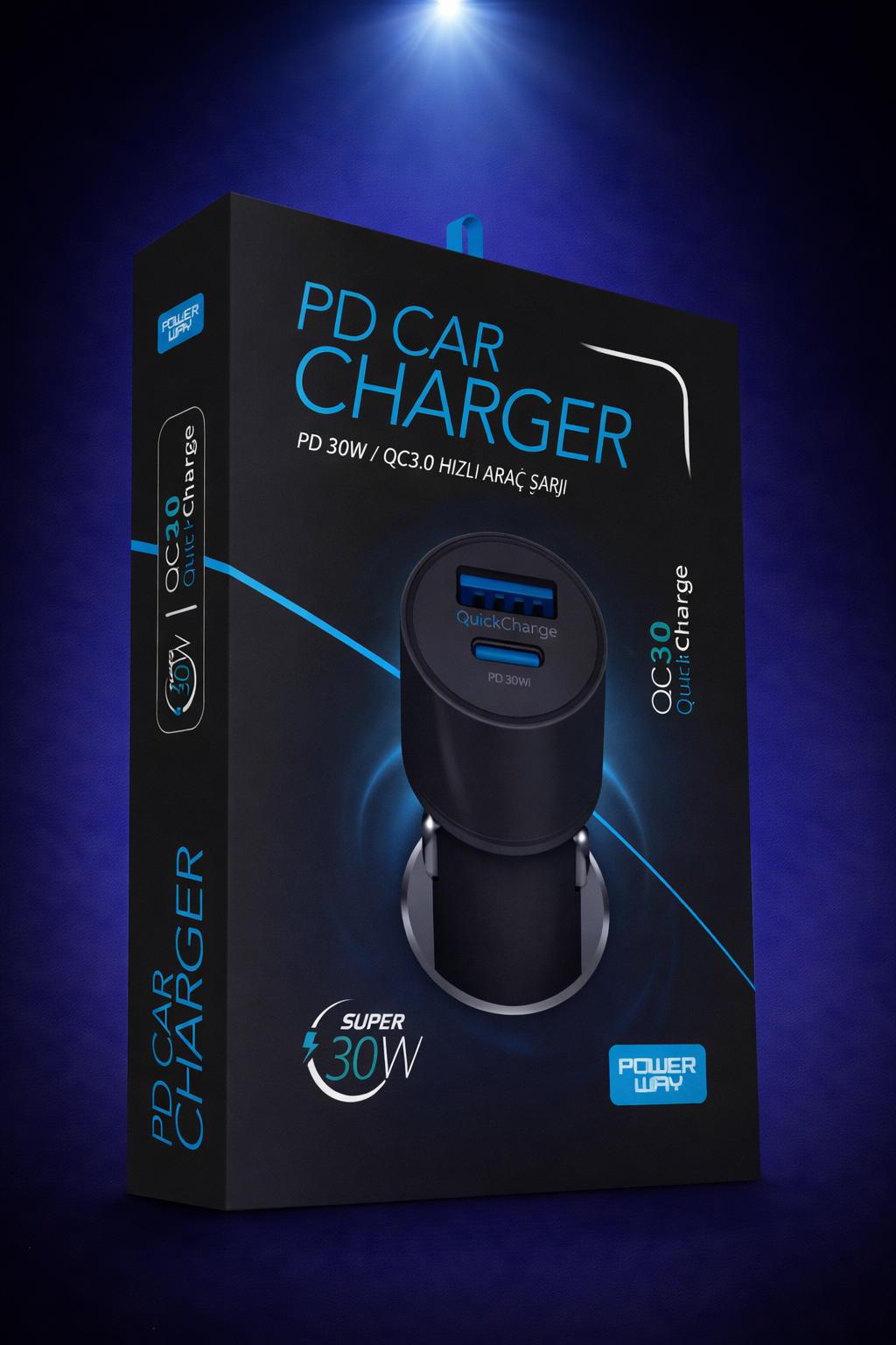 Powerway CC34 Araç İçi Çakmaklık Hızlı Şarj Cihazı 30W PD QC 3.0 Type-C - Usb