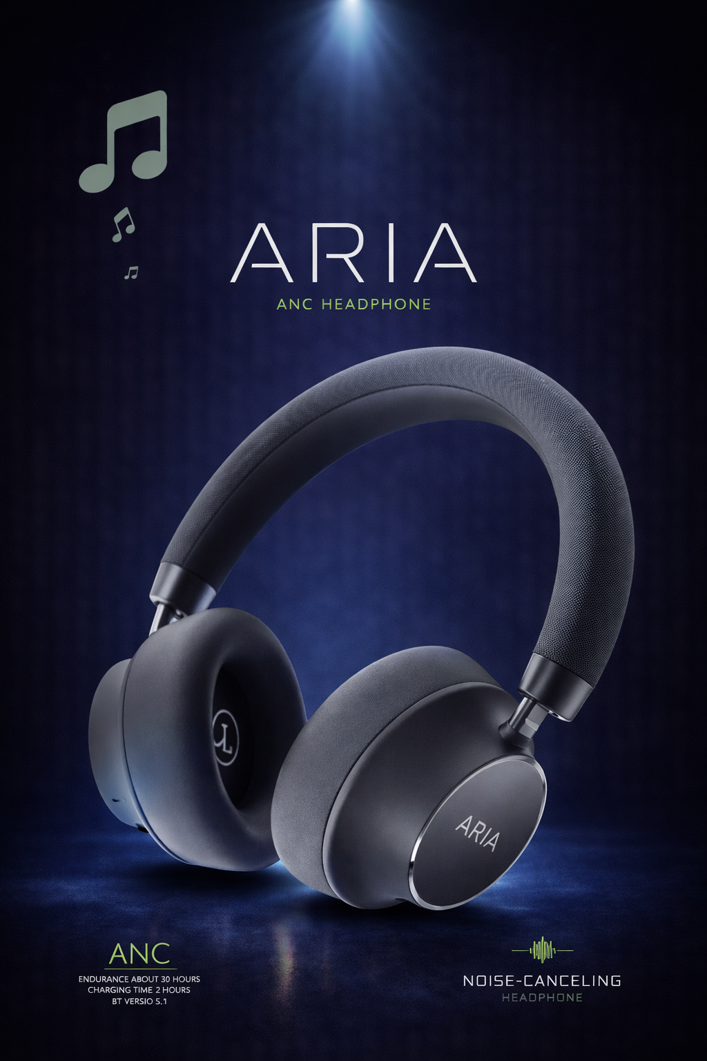 Powerway Aria Kulak Üstü Bluetooth Kulaklık Gümüş Kablosuz Ayarlanabilir Aktif Gürültü Önleyici