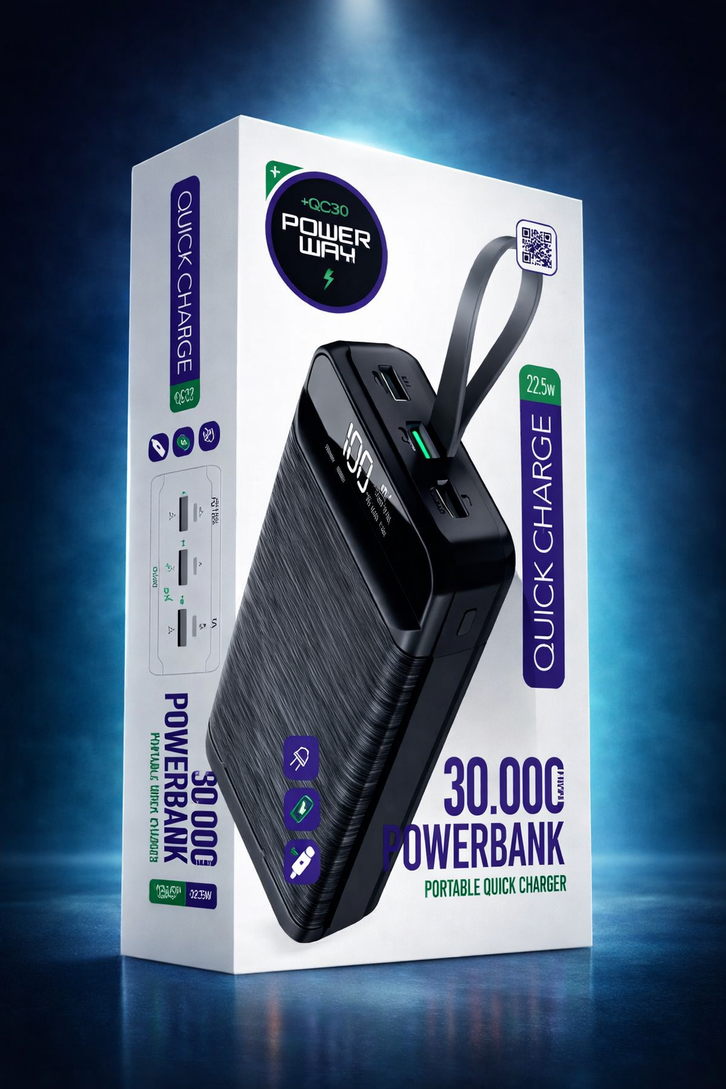  (Powerway QC30) 30.000  Siyah