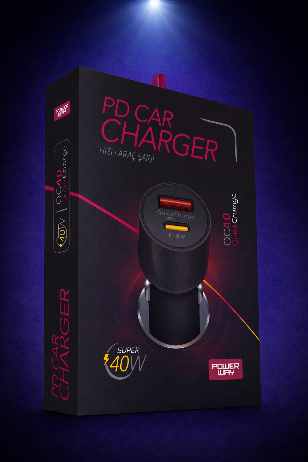 Powerway CC40 PD40W Hızlı Şarj Usb-A ve Type-C Girişli Araç Içi Çakmaklık Şarj Adaptörü