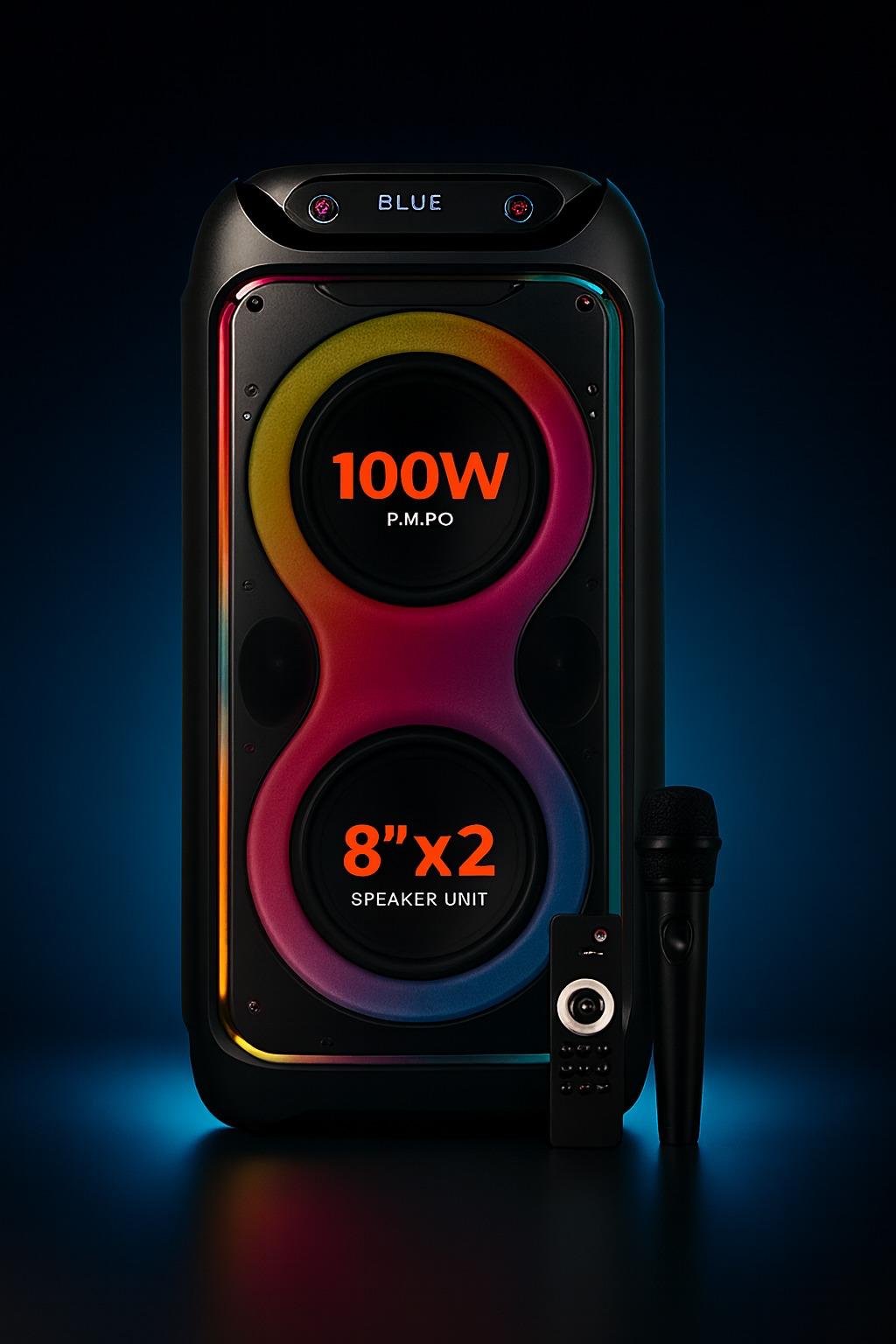 Powerway CIO 100W Hoparlör Gitar Saz Girişli Karaoke Parti Ses Sistemi 80 CM Dijital Ekran +Bass Pro