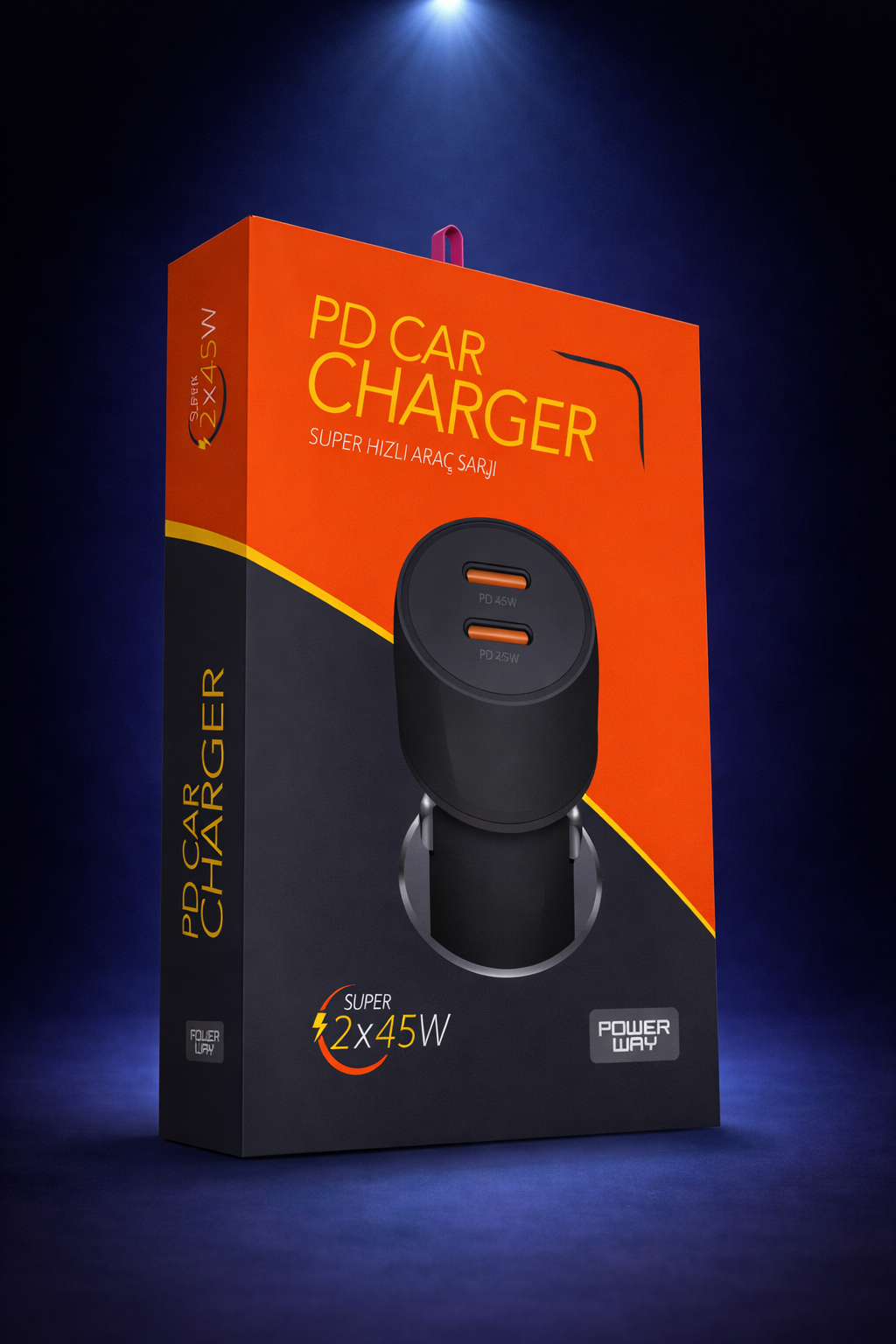 Powerway CC45 PD45W Ultra Hızlı 2x Type-C Girişli Araç Içi Çakmaklık Şarj Adaptörü