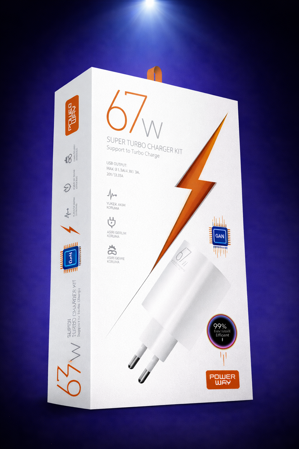 Powerway M67 Süper Turbo 67W Hızlı Şarj Adaptörü Gan Teknoloji Usb Şarj Başlığı Universal Uyumluk