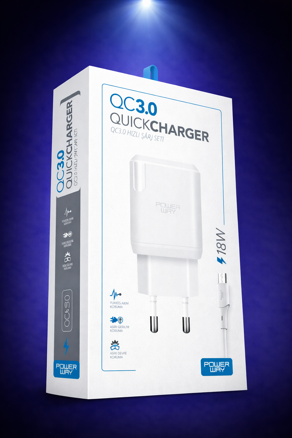 Powerway QCM30 Micro Usb Girişli 3A 18W Hızlı Şarj Seti Orijinal