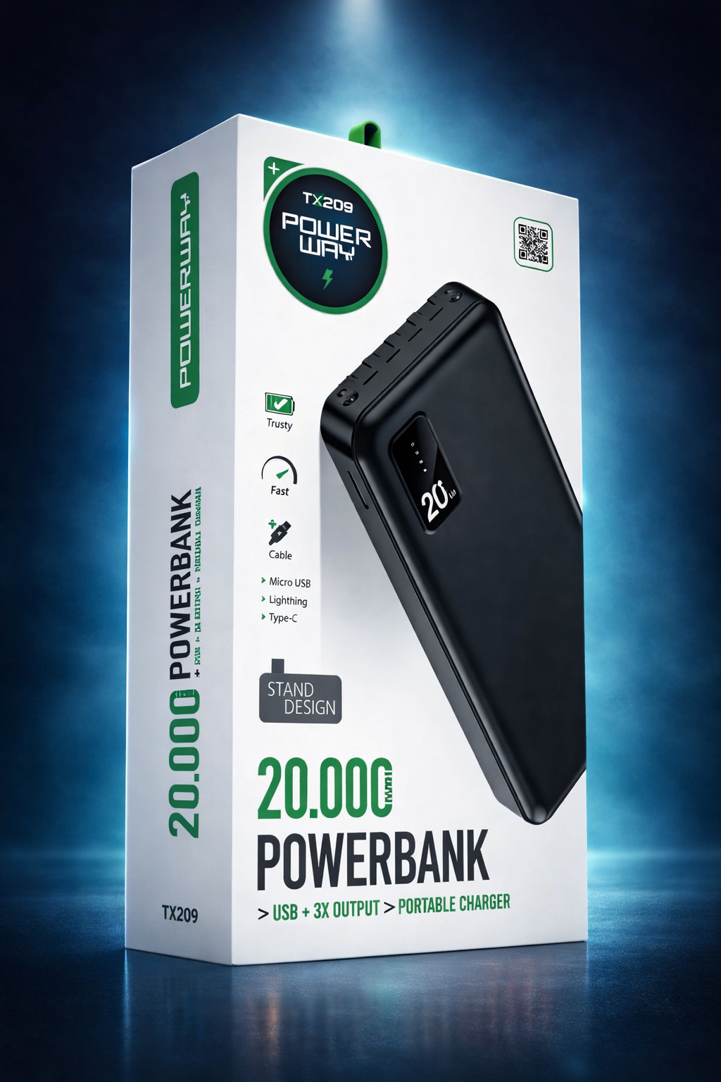 (Powerway TX209) 20.000  Siyah